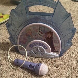 Frozen Themed Blue Karaoke Machine with Microphone